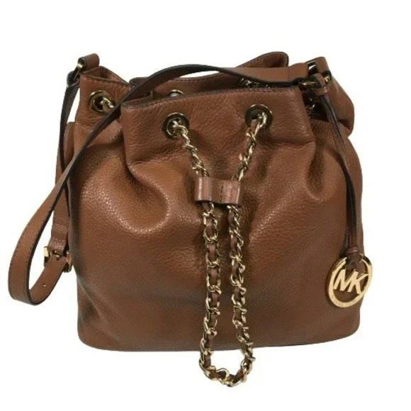 Michael Kors Cognac Pebbled Leather Shoulder Bag with Gold Hardware Michael Kors Bedford Shoulder Bag Brown Leather Gold  main image 4